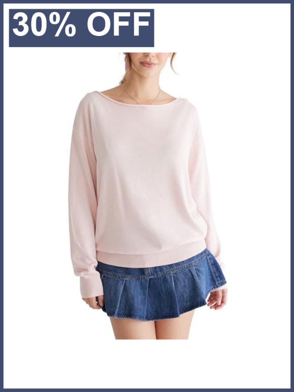 Off the Shoulder Slash Neck Sweater Pullover Relaxed Fit Long Sleeve
